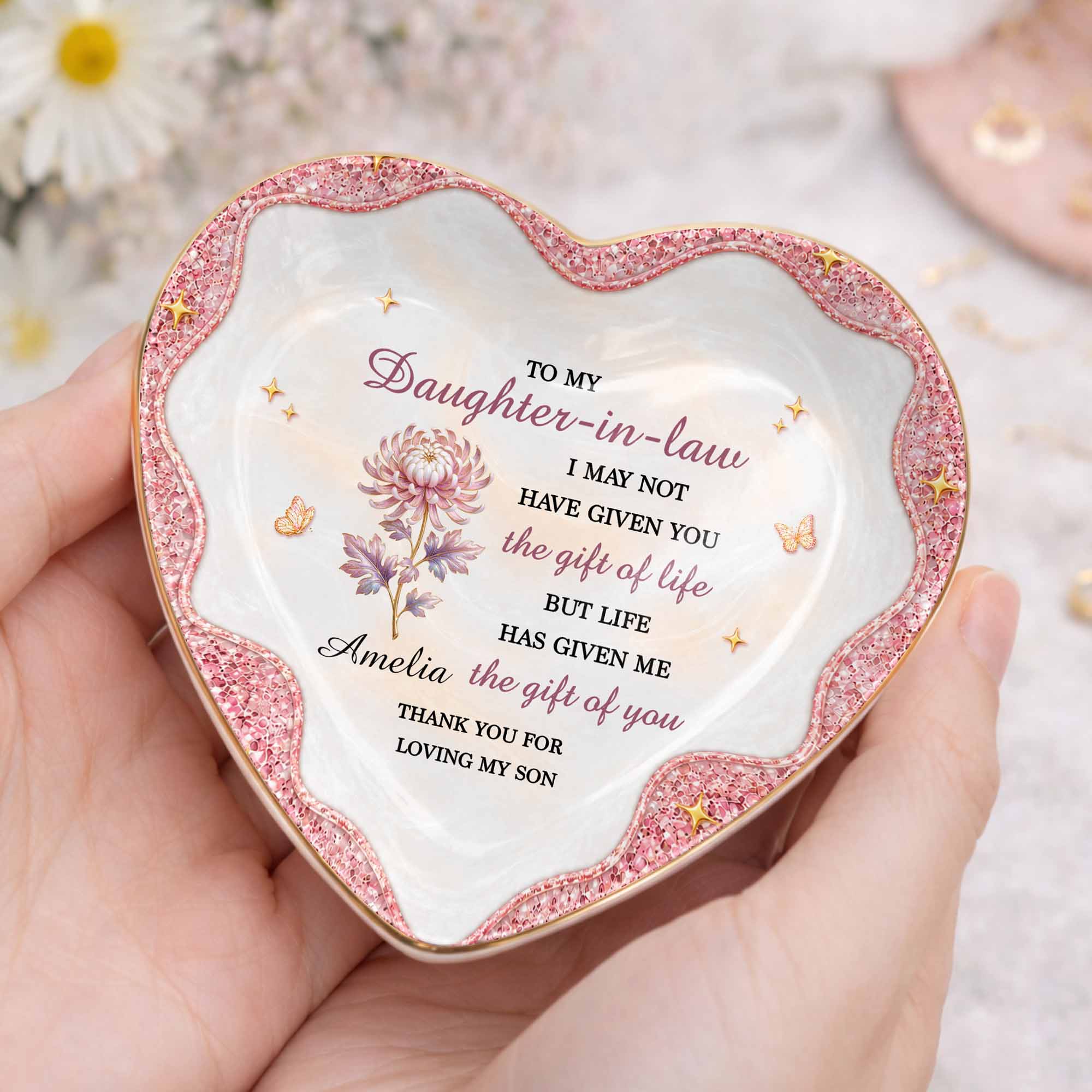 Personalized Heart Jewelry Dish Custom Name Gift for Daughter-in-Law Heart Jewelry Dish GradoCreations