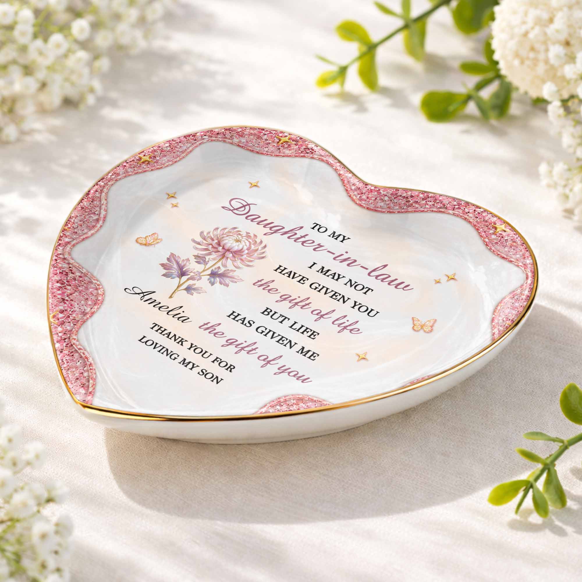 Personalized Heart Jewelry Dish Custom Name Gift for Daughter-in-Law Heart Jewelry Dish GradoCreations