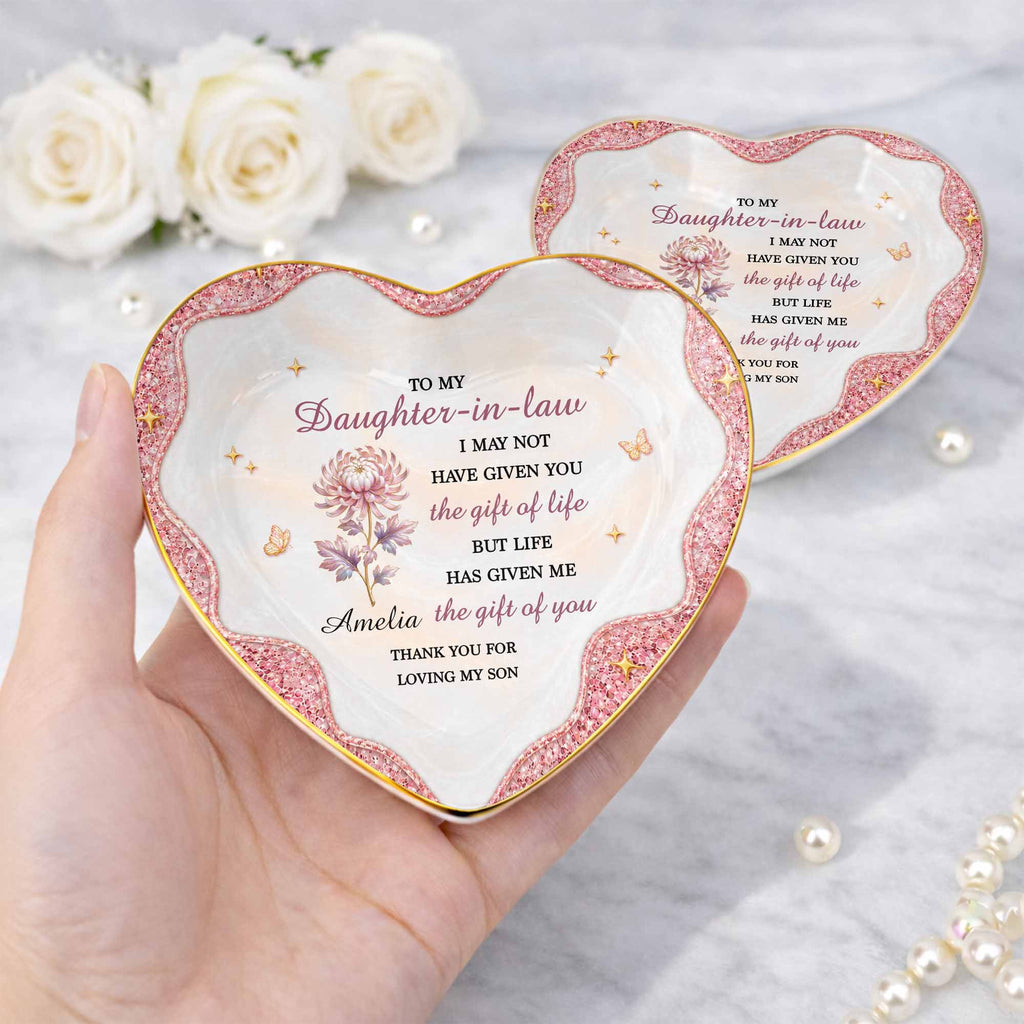 Personalized Heart Jewelry Dish Custom Name Gift for Daughter-in-Law Heart Jewelry Dish GradoCreations