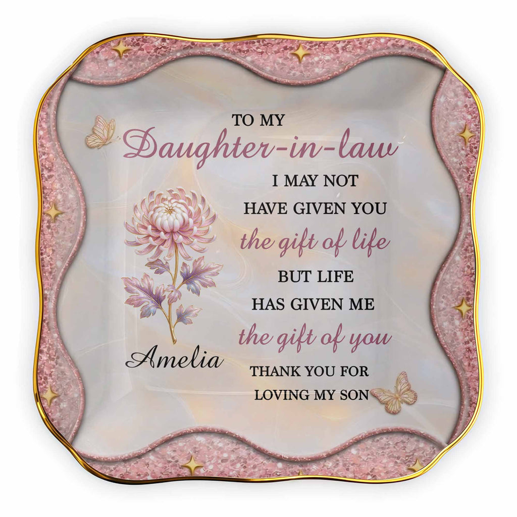 Personalized Lace Jewelry Dish Custom Name Gift for Daughter-in-Law Lace Square Jewelry Dish GradoCreations