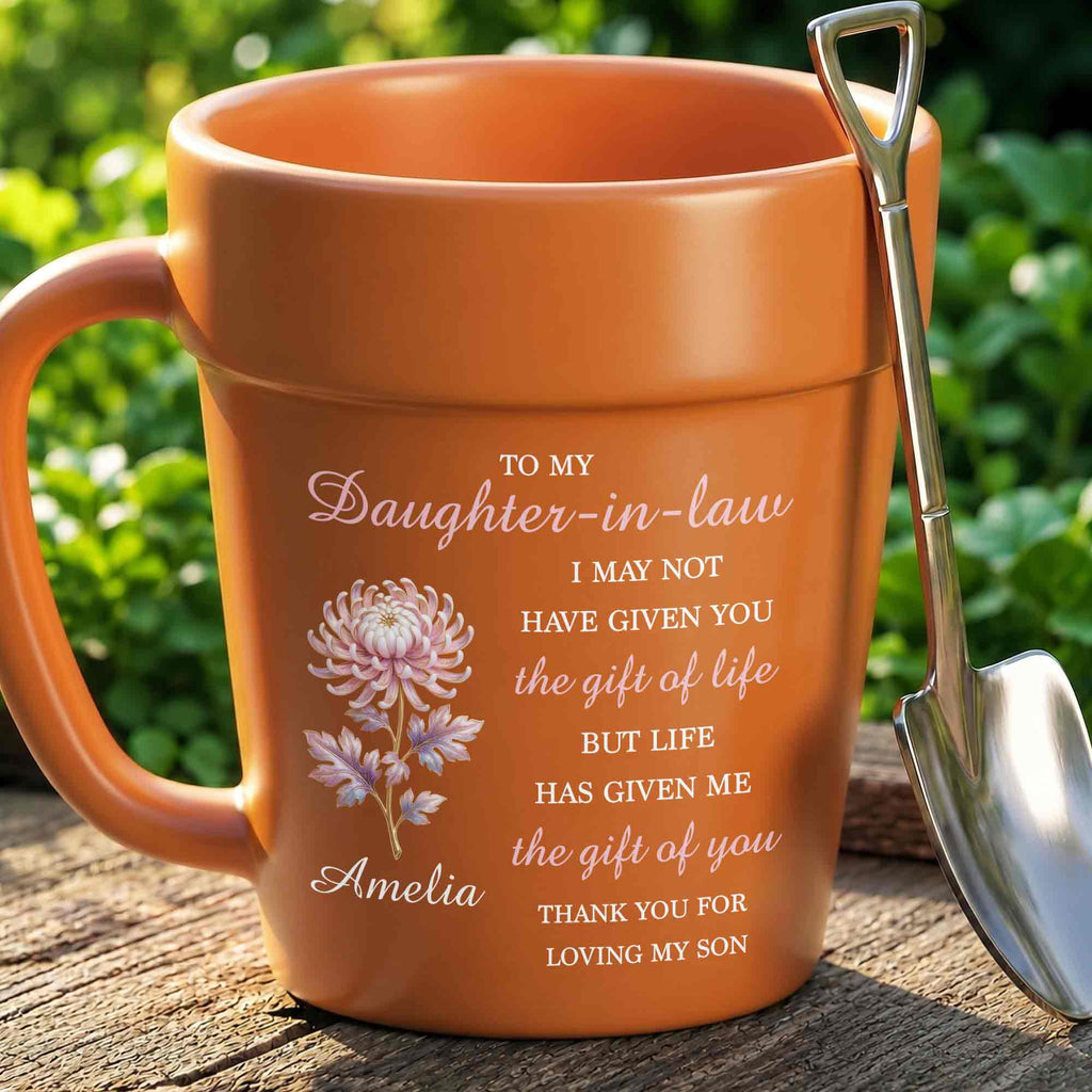 Personalized Plant Pot Ceramic Mug Unique Gift for Daughter-in-Law Plant Pot Ceramic Mug GradoCreations