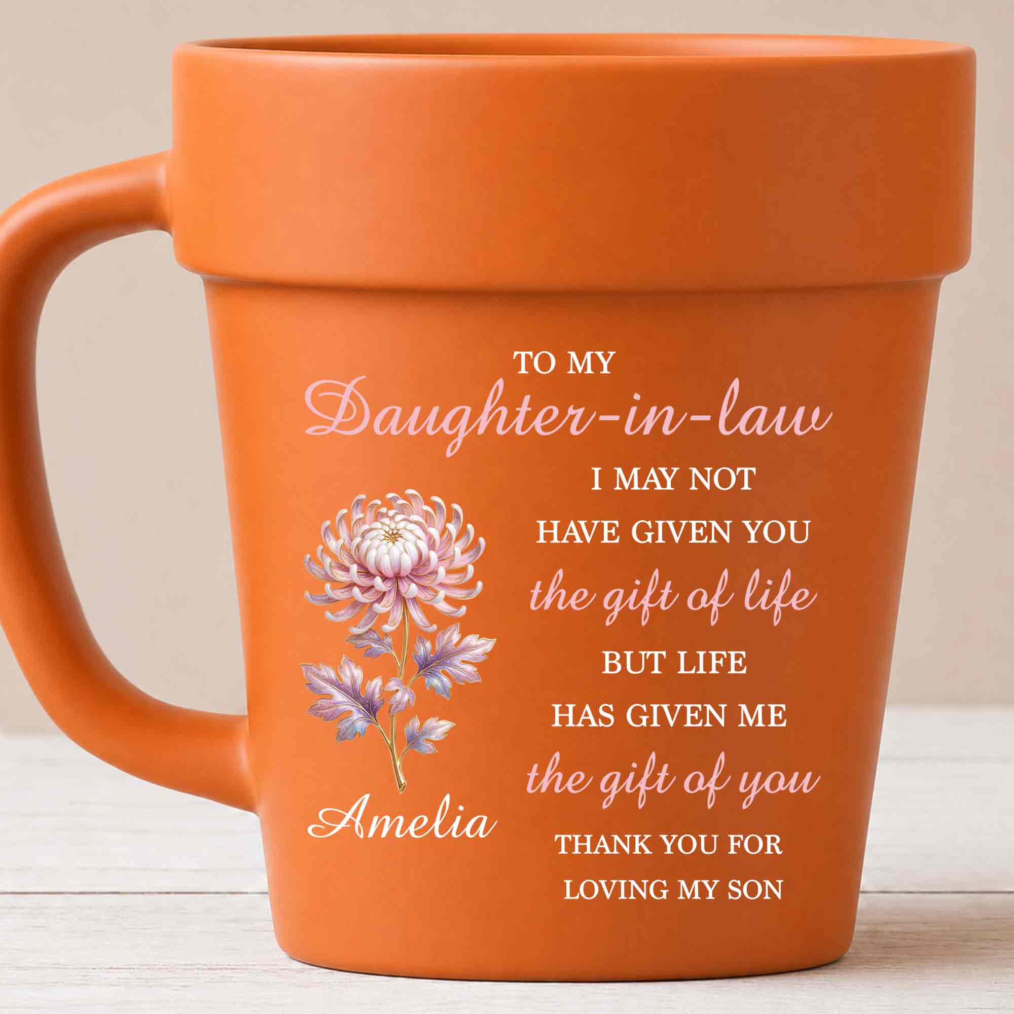 Personalized Plant Pot Ceramic Mug Unique Gift for Daughter-in-Law Plant Pot Ceramic Mug GradoCreations