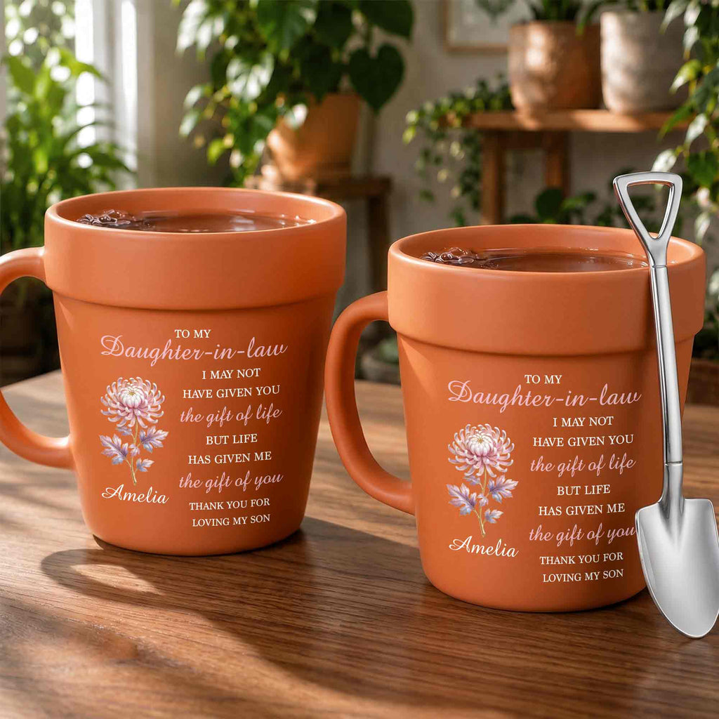 Personalized Plant Pot Ceramic Mug Unique Gift for Daughter-in-Law Plant Pot Ceramic Mug GradoCreations