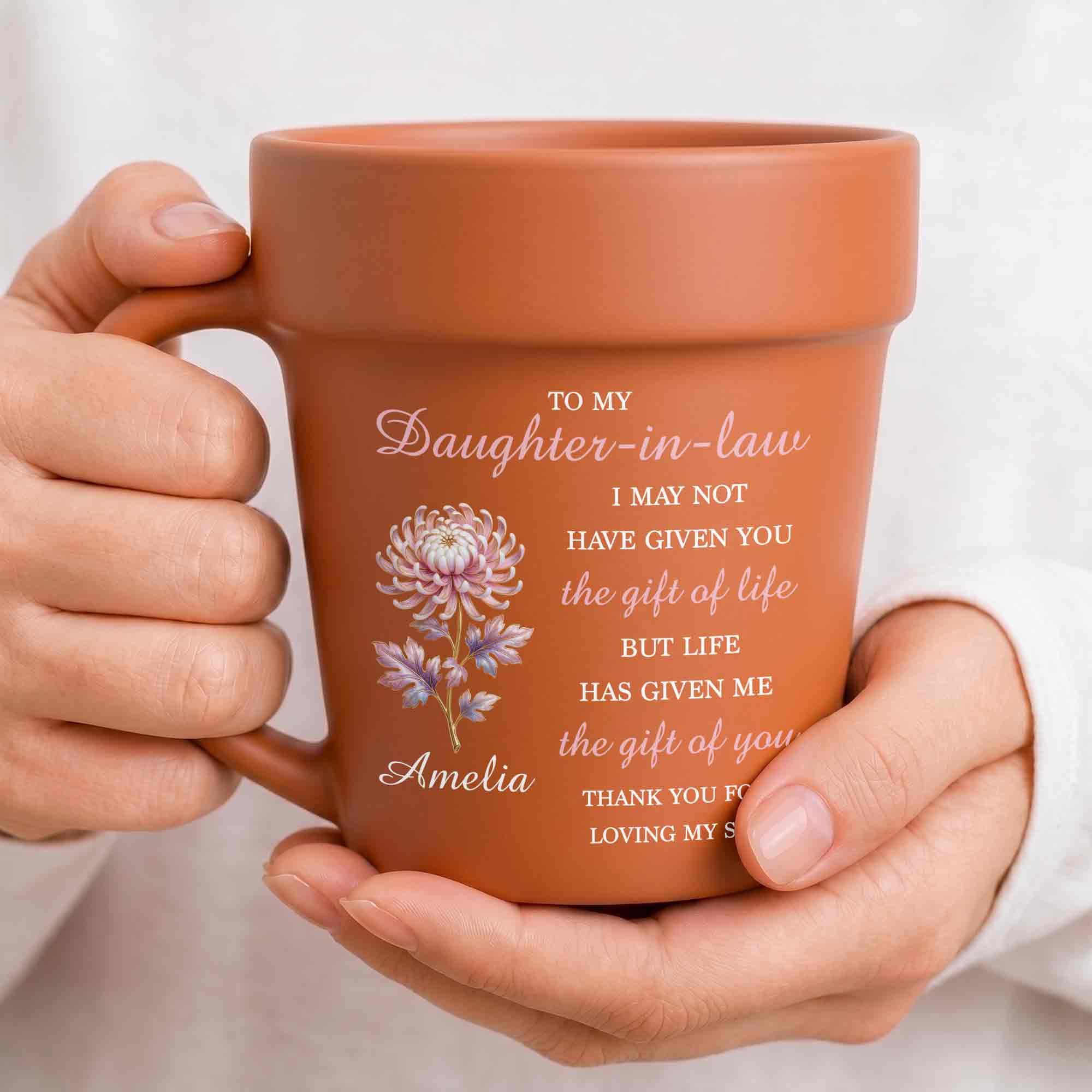 Personalized Plant Pot Ceramic Mug Unique Gift for Daughter-in-Law Plant Pot Ceramic Mug GradoCreations