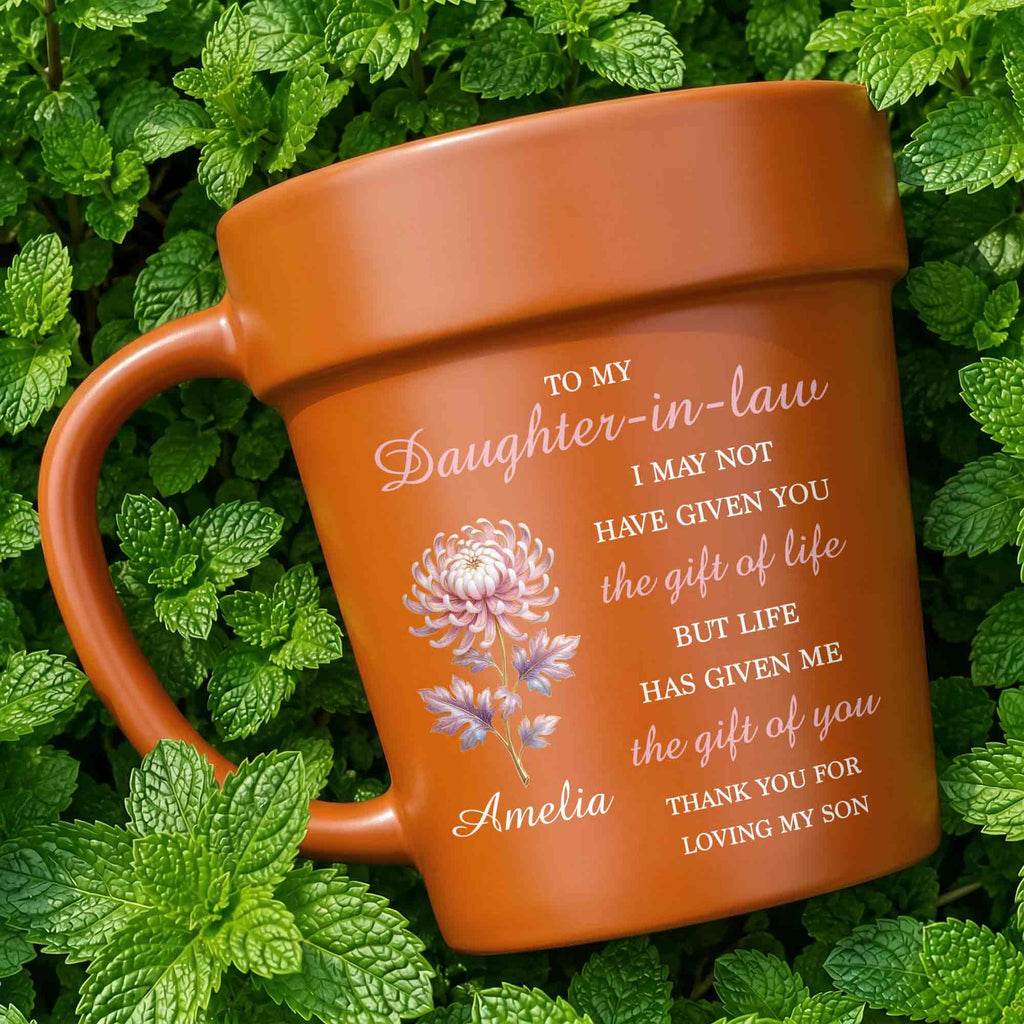 Personalized Plant Pot Ceramic Mug Unique Gift for Daughter-in-Law Plant Pot Ceramic Mug GradoCreations