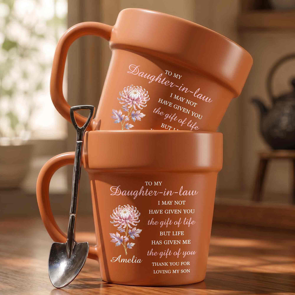 Personalized Plant Pot Ceramic Mug Unique Gift for Daughter-in-Law Plant Pot Ceramic Mug GradoCreations