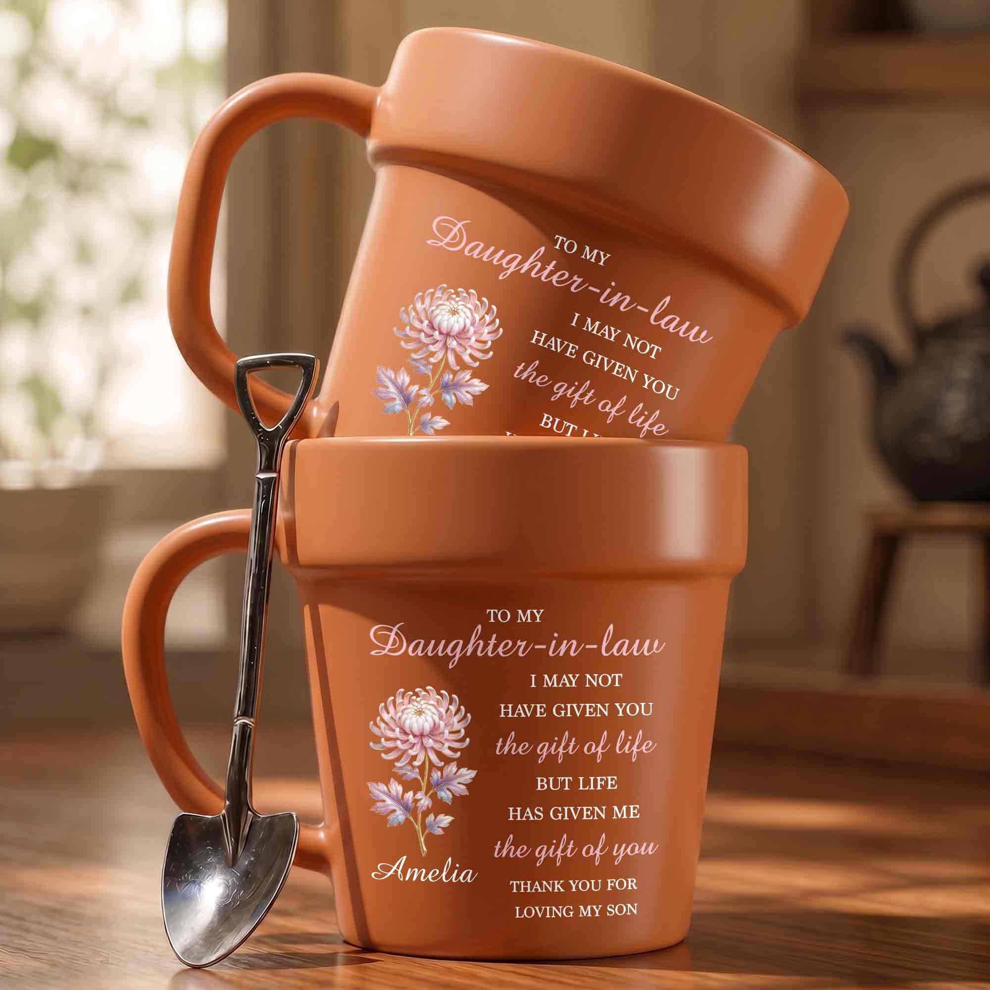 Personalized Plant Pot Ceramic Mug Unique Gift for Daughter-in-Law Plant Pot Ceramic Mug GradoCreations