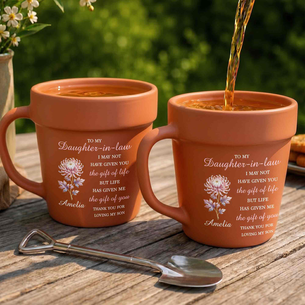 Personalized Plant Pot Ceramic Mug Unique Gift for Daughter-in-Law Plant Pot Ceramic Mug GradoCreations