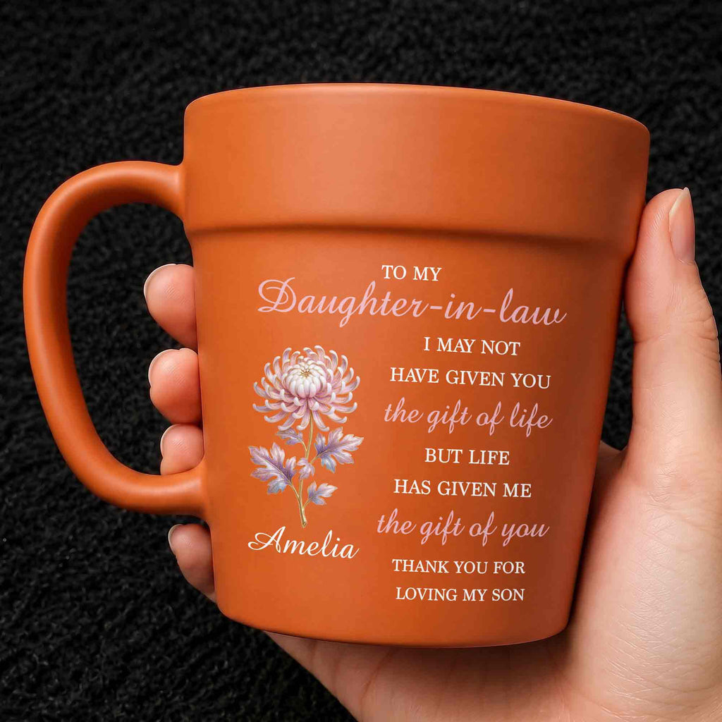 Personalized Plant Pot Ceramic Mug Unique Gift for Daughter-in-Law Plant Pot Ceramic Mug GradoCreations