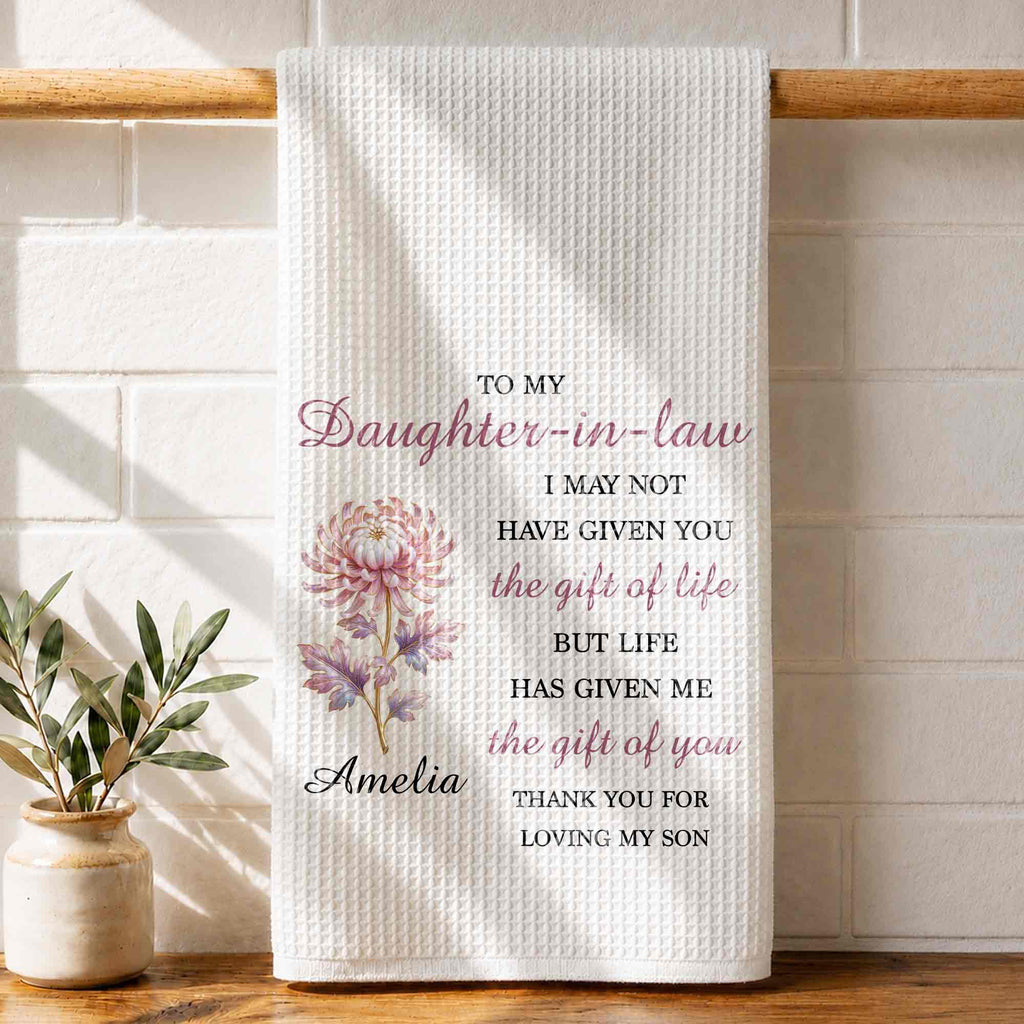Personalized Floral Kitchen Towel Custom Gift for Daughter-in-Law Kitchen Towel GradoCreations