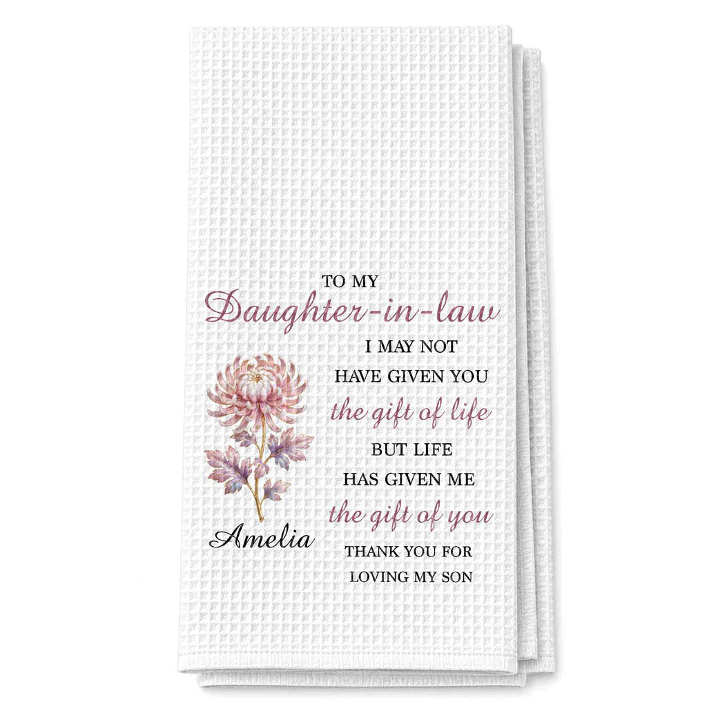 Personalized Floral Kitchen Towel Custom Gift for Daughter-in-Law Kitchen Towel GradoCreations