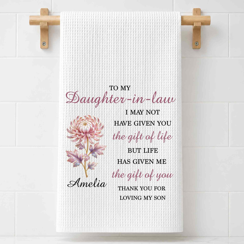 Personalized Floral Kitchen Towel Custom Gift for Daughter-in-Law Kitchen Towel GradoCreations