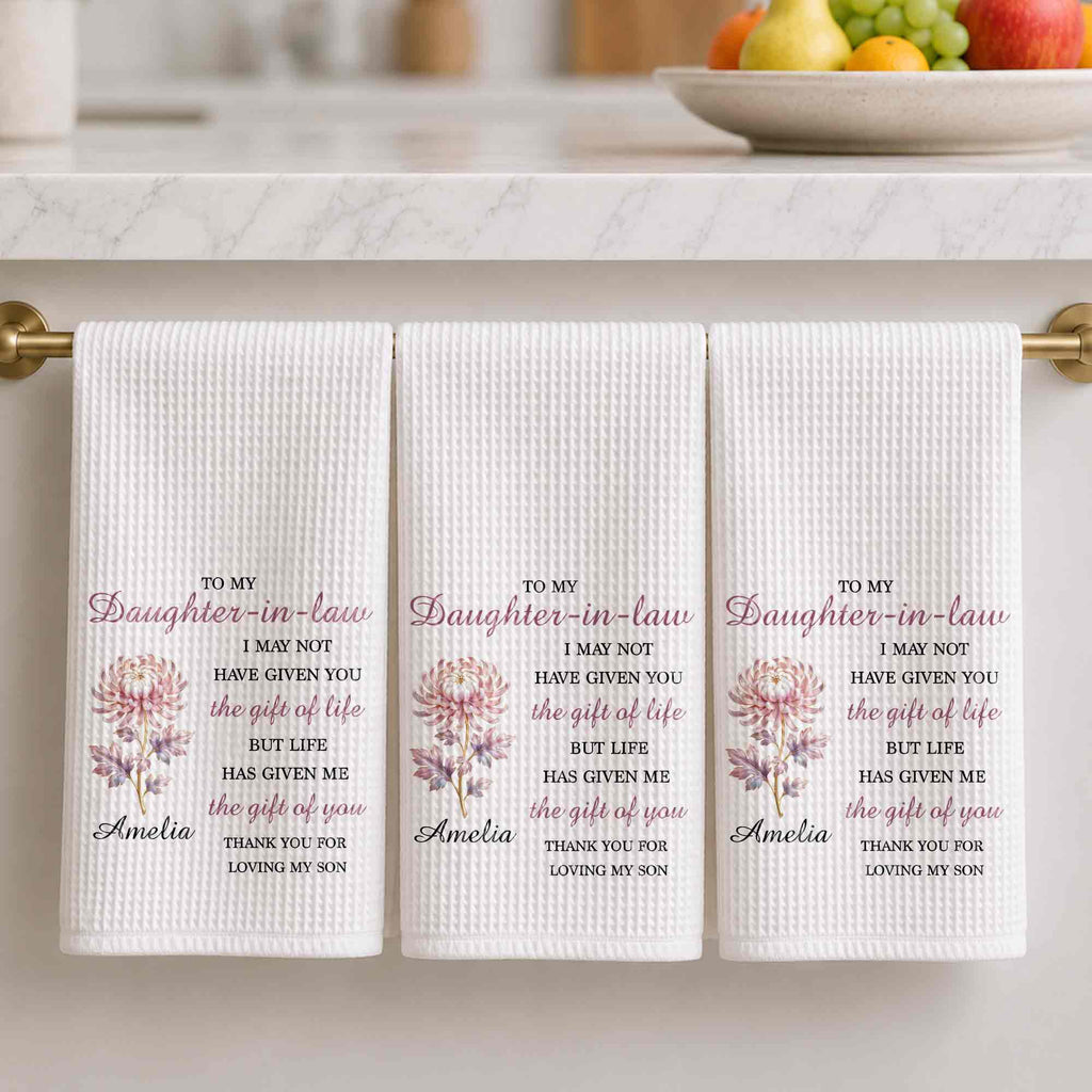 Personalized Floral Kitchen Towel Custom Gift for Daughter-in-Law Kitchen Towel GradoCreations