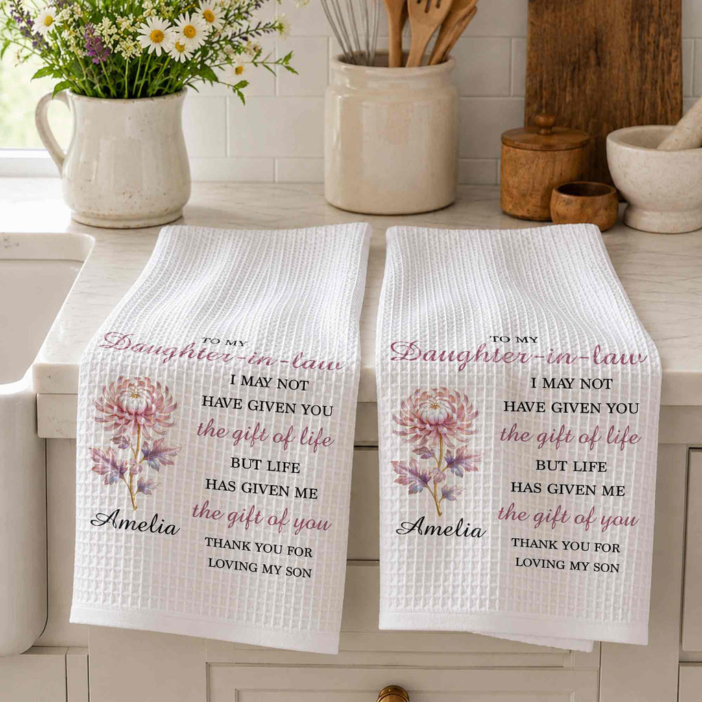 Personalized Floral Kitchen Towel Custom Gift for Daughter-in-Law Kitchen Towel GradoCreations