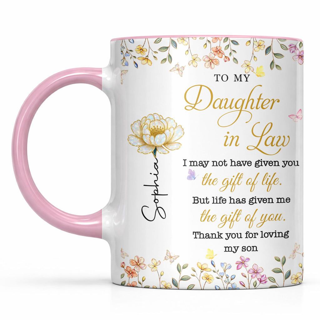 Personalized Accent Mug Custom Birth Month Flowers Gift for Daughter in Law Accent Mug GradoCreations