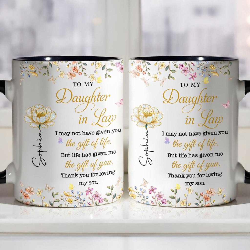 Personalized Accent Mug Custom Birth Month Flowers Gift for Daughter in Law Accent Mug GradoCreations