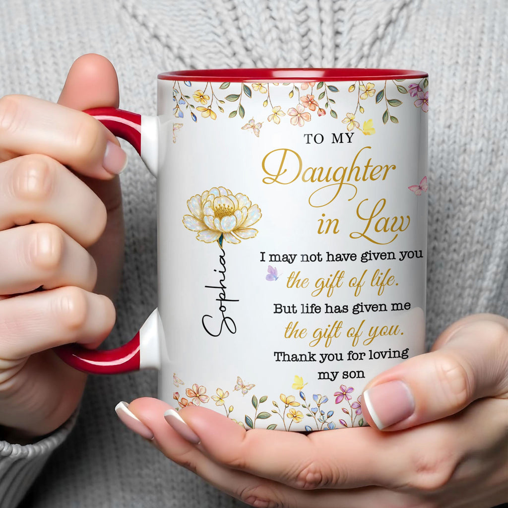 Personalized Accent Mug Custom Birth Month Flowers Gift for Daughter in Law Accent Mug GradoCreations