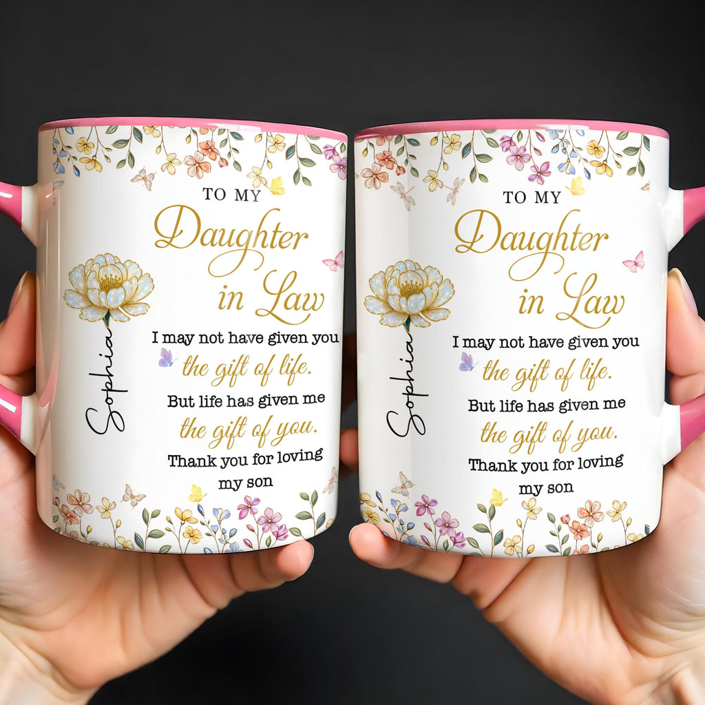 Personalized Accent Mug Custom Birth Month Flowers Gift for Daughter in Law Accent Mug GradoCreations
