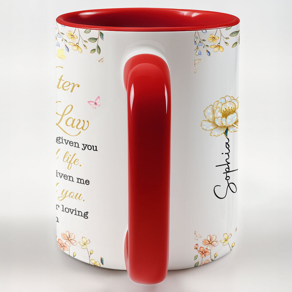 Personalized Accent Mug Custom Birth Month Flowers Gift for Daughter in Law Accent Mug GradoCreations