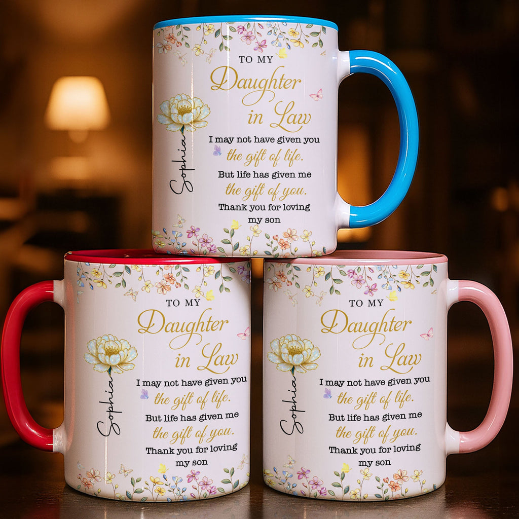 Personalized Accent Mug Custom Birth Month Flowers Gift for Daughter in Law Accent Mug GradoCreations