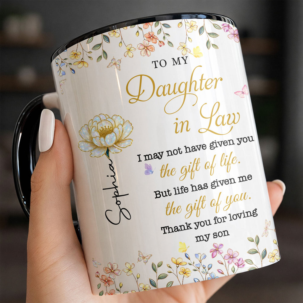 Personalized Accent Mug Custom Birth Month Flowers Gift for Daughter in Law Accent Mug GradoCreations