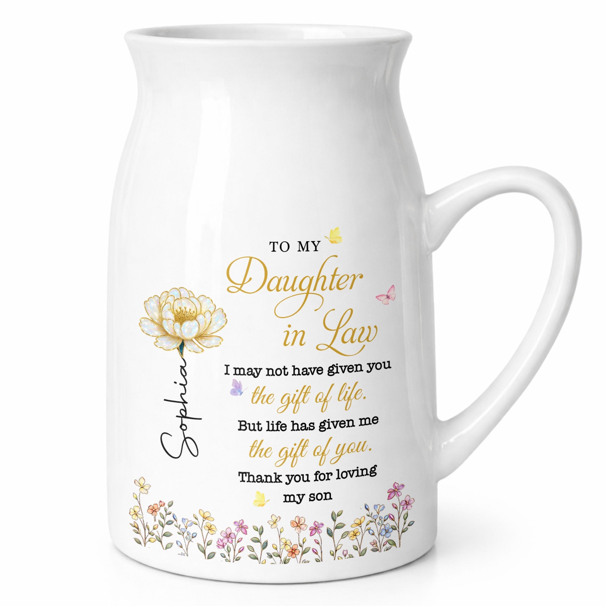 Personalized Ceramic Flower Vase Custom Gift for Daughter-in-Law Flower Vase GradoCreations