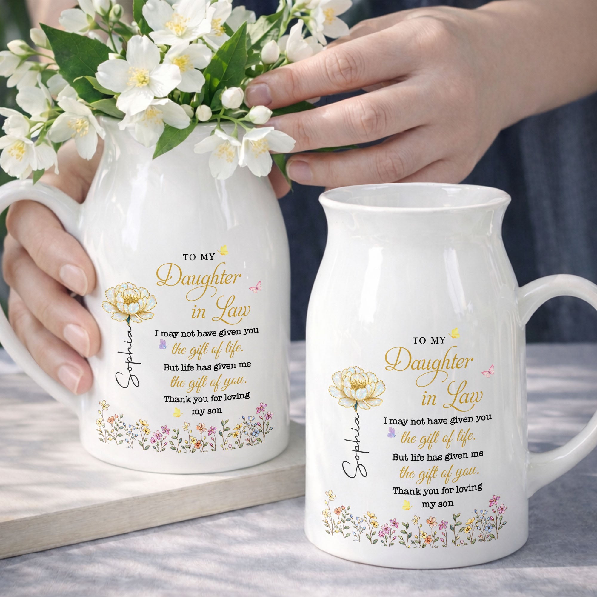 Personalized Ceramic Flower Vase Custom Gift for Daughter-in-Law Flower Vase GradoCreations