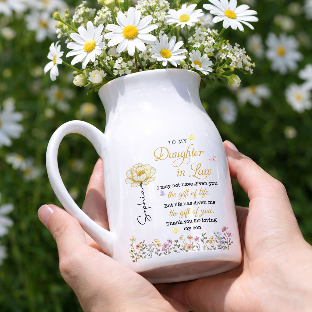 Personalized Ceramic Flower Vase Custom Gift for Daughter-in-Law Flower Vase GradoCreations