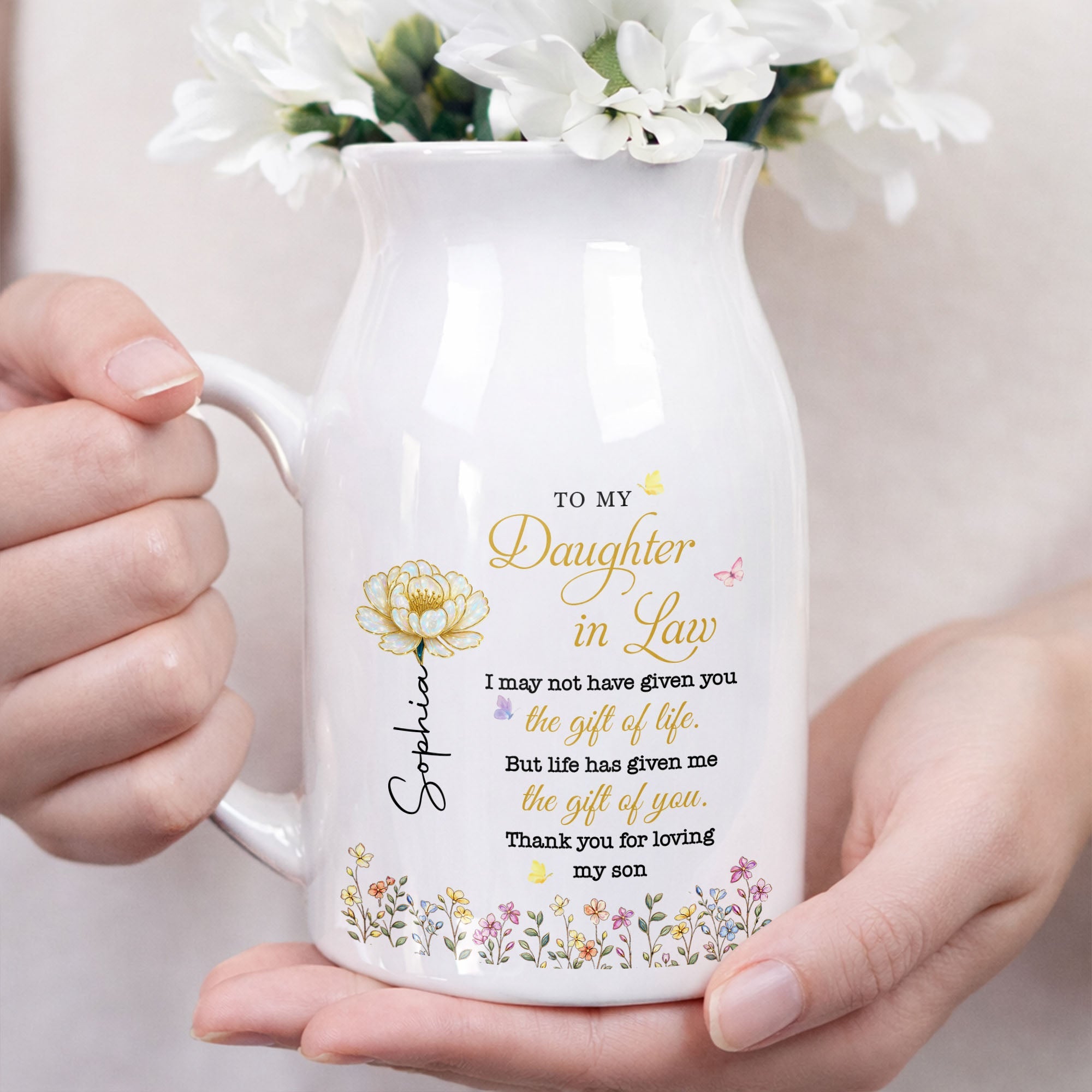 Personalized Ceramic Flower Vase Custom Gift for Daughter-in-Law Flower Vase GradoCreations