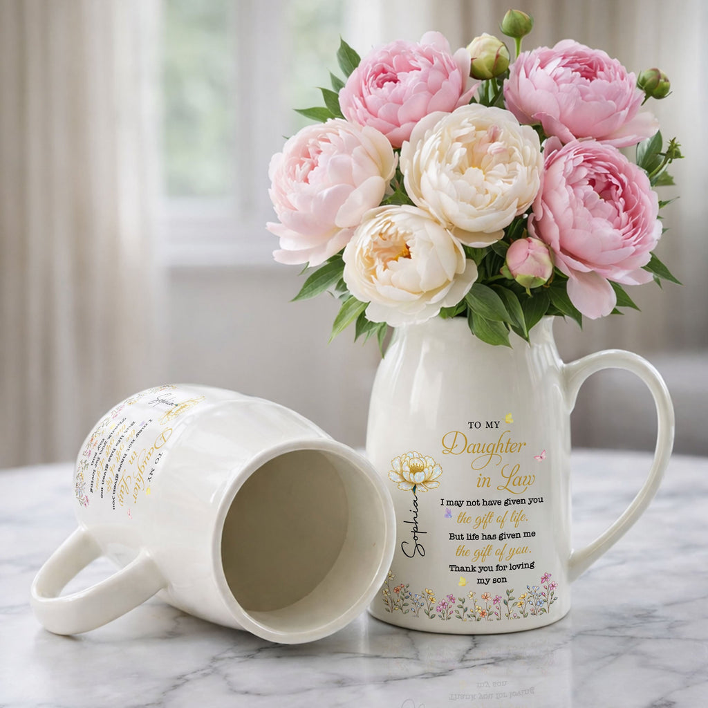 Personalized Ceramic Flower Vase Custom Gift for Daughter-in-Law Flower Vase GradoCreations