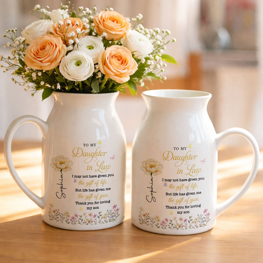Personalized Ceramic Flower Vase Custom Gift for Daughter-in-Law Flower Vase GradoCreations