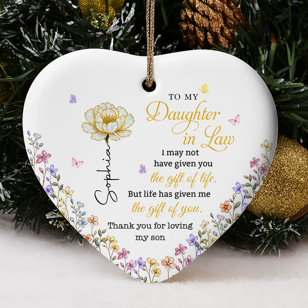 Personalized Heart-Shaped Ceramic Ornament Gift for Daughter-In-Law Ceramic Ornament GradoCreations