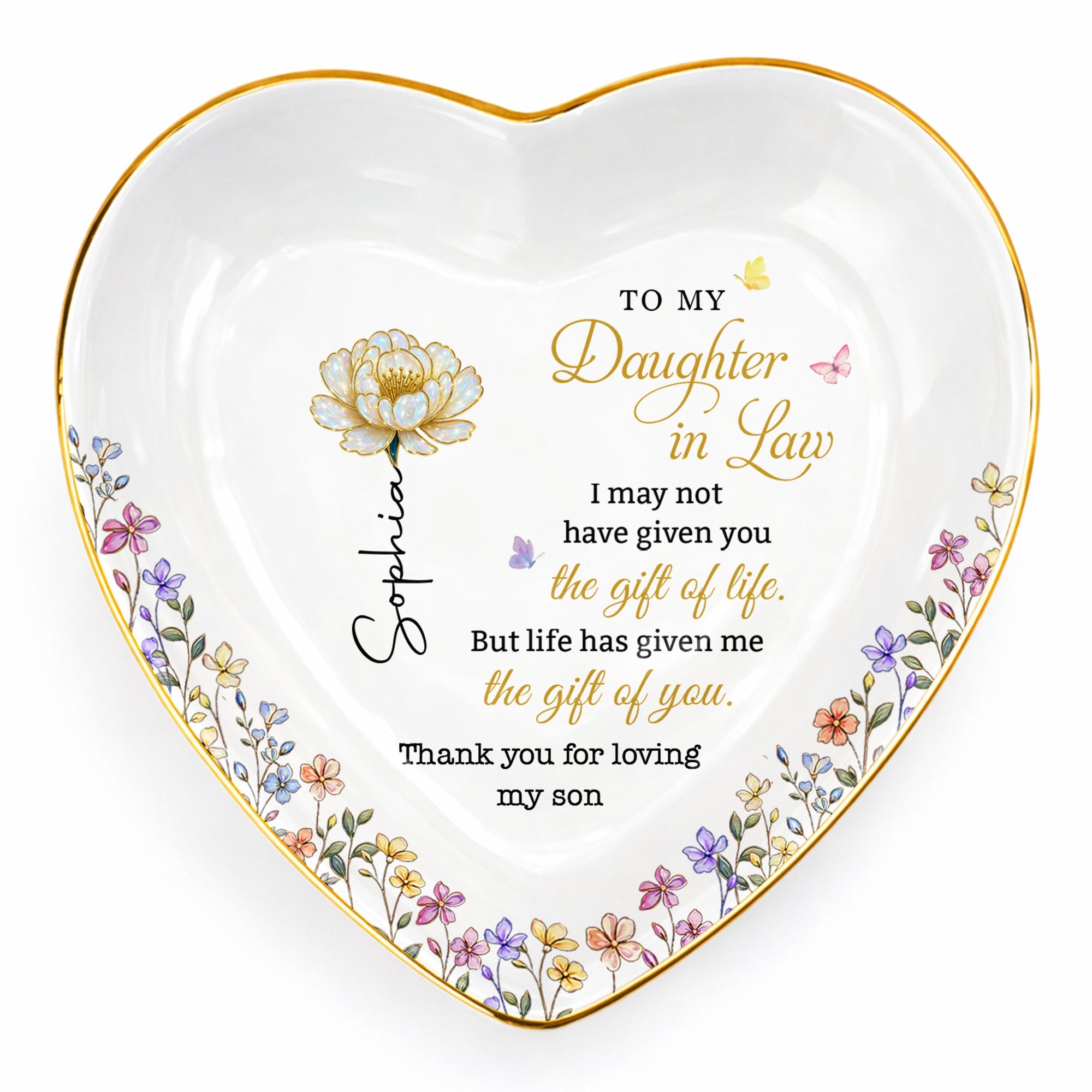 Personalized Heart Jewelry Dish Custom Name for Daughter-in-Law Gift Heart Jewelry Dish GradoCreations