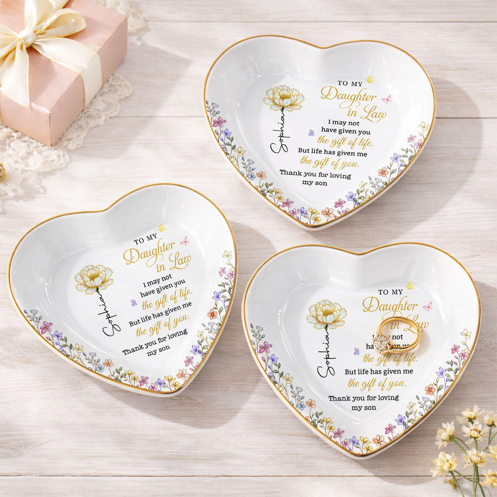 Personalized Heart Jewelry Dish Custom Name for Daughter-in-Law Gift Heart Jewelry Dish GradoCreations
