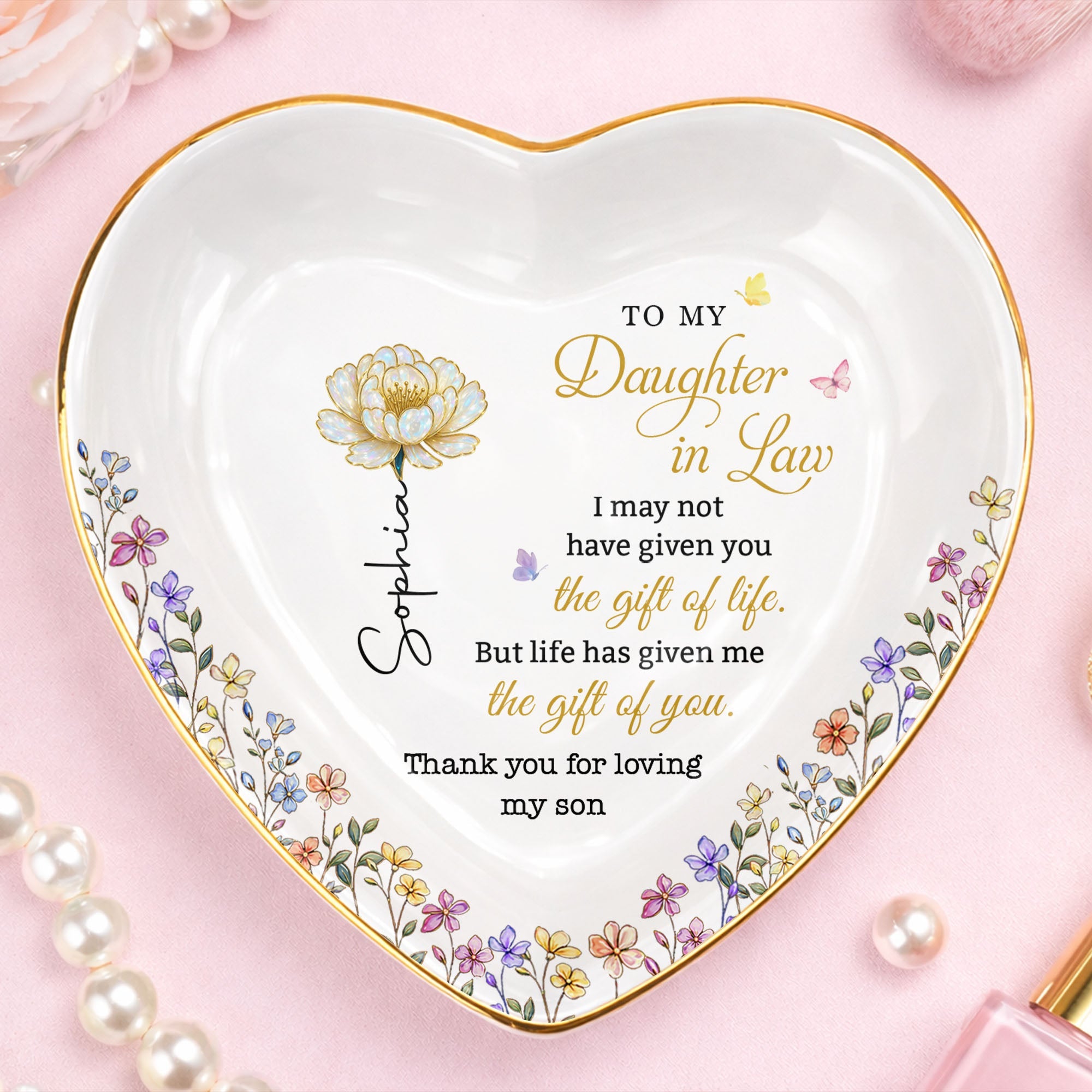 Personalized Heart Jewelry Dish Custom Name for Daughter-in-Law Gift Heart Jewelry Dish GradoCreations
