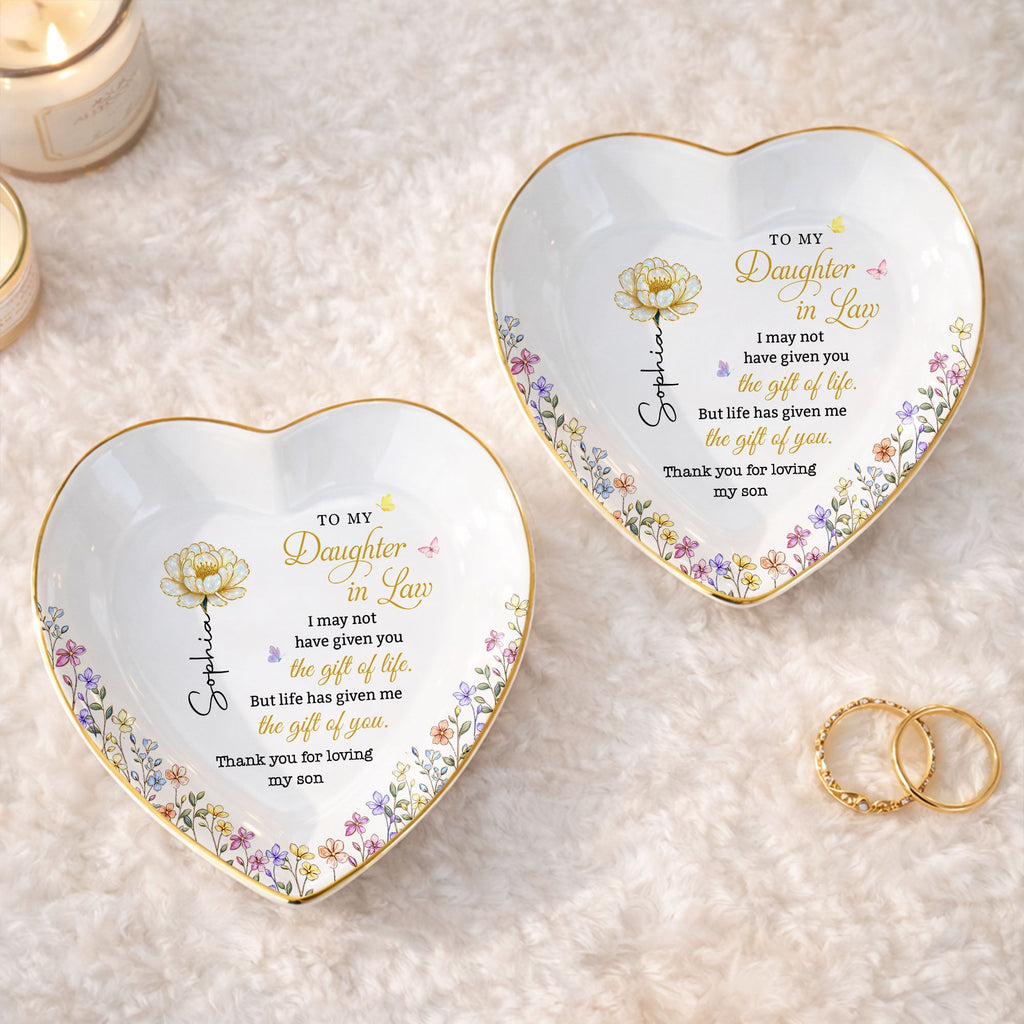 Personalized Heart Jewelry Dish Custom Name for Daughter-in-Law Gift Heart Jewelry Dish GradoCreations