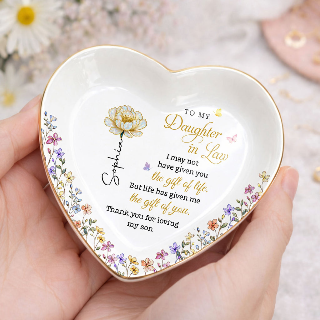 Personalized Heart Jewelry Dish Custom Name for Daughter-in-Law Gift Heart Jewelry Dish GradoCreations