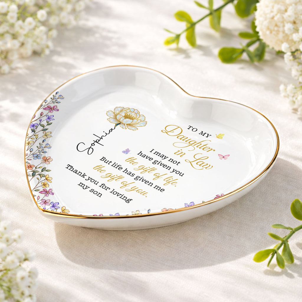 Personalized Heart Jewelry Dish Custom Name for Daughter-in-Law Gift Heart Jewelry Dish GradoCreations