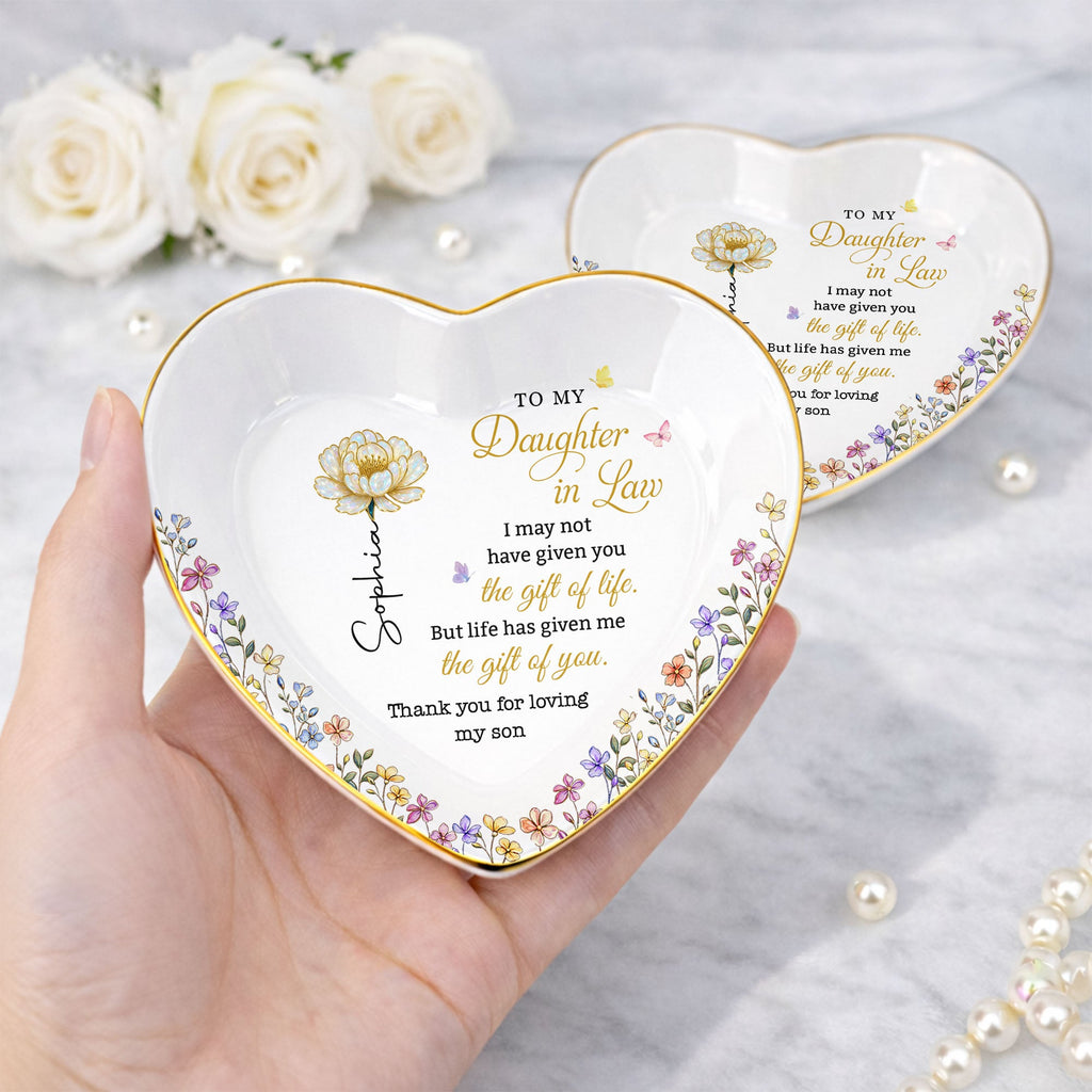 Personalized Heart Jewelry Dish Custom Name for Daughter-in-Law Gift Heart Jewelry Dish GradoCreations