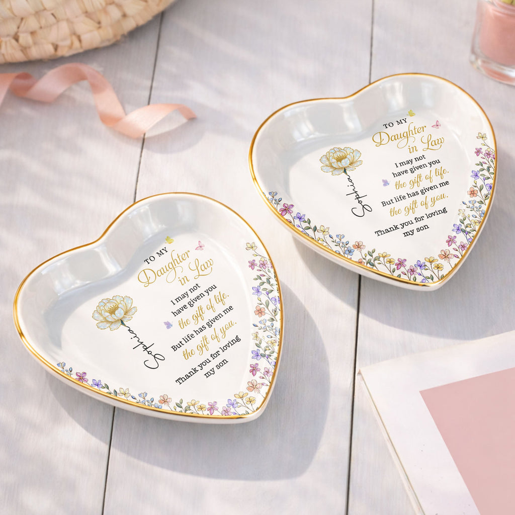 Personalized Heart Jewelry Dish Custom Name for Daughter-in-Law Gift Heart Jewelry Dish GradoCreations