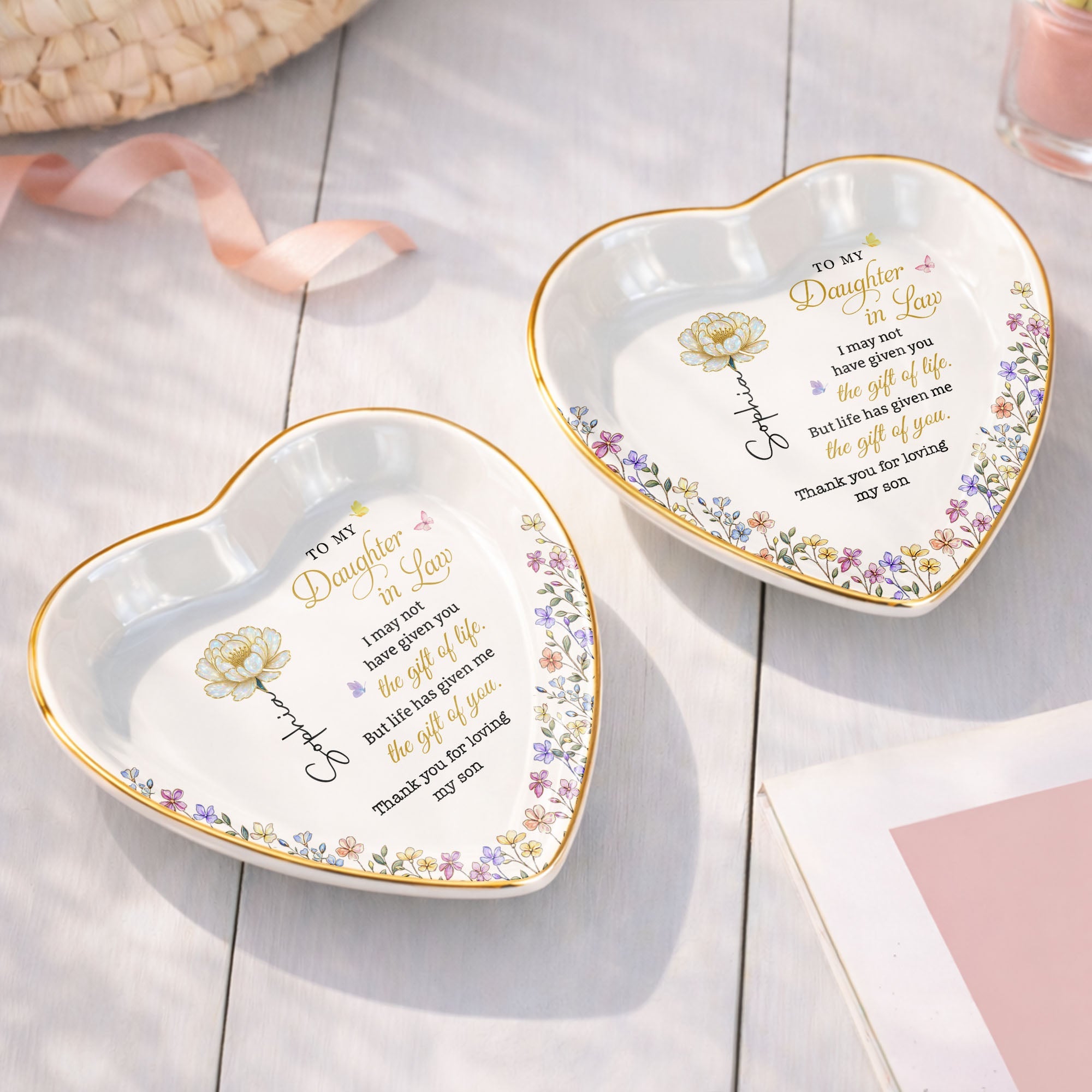 Personalized Heart Jewelry Dish Custom Name for Daughter-in-Law Gift Heart Jewelry Dish GradoCreations
