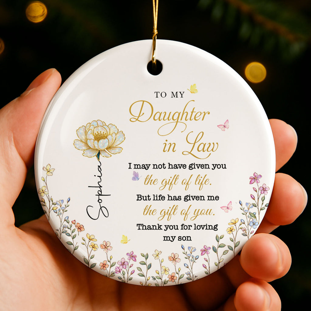 Personalized Ceramic Ornament for Daughter-in-Law Gift with Flowers Ceramic Ornament GradoCreations