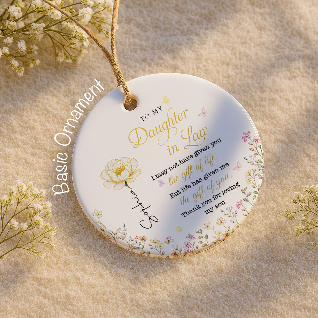 Personalized Ceramic Ornament for Daughter-in-Law Gift with Flowers Ceramic Ornament GradoCreations