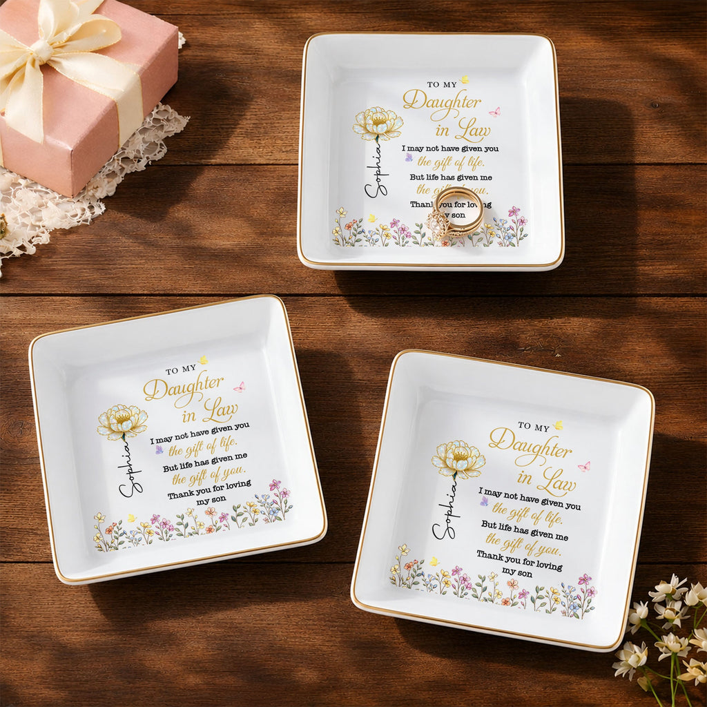 Personalized Ceramic Jewelry Dish Custom Message Gift for Daughter-in-Law Jewelry Dish GradoCreations