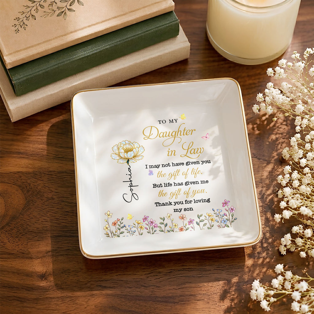 Personalized Ceramic Jewelry Dish Custom Message Gift for Daughter-in-Law Jewelry Dish GradoCreations