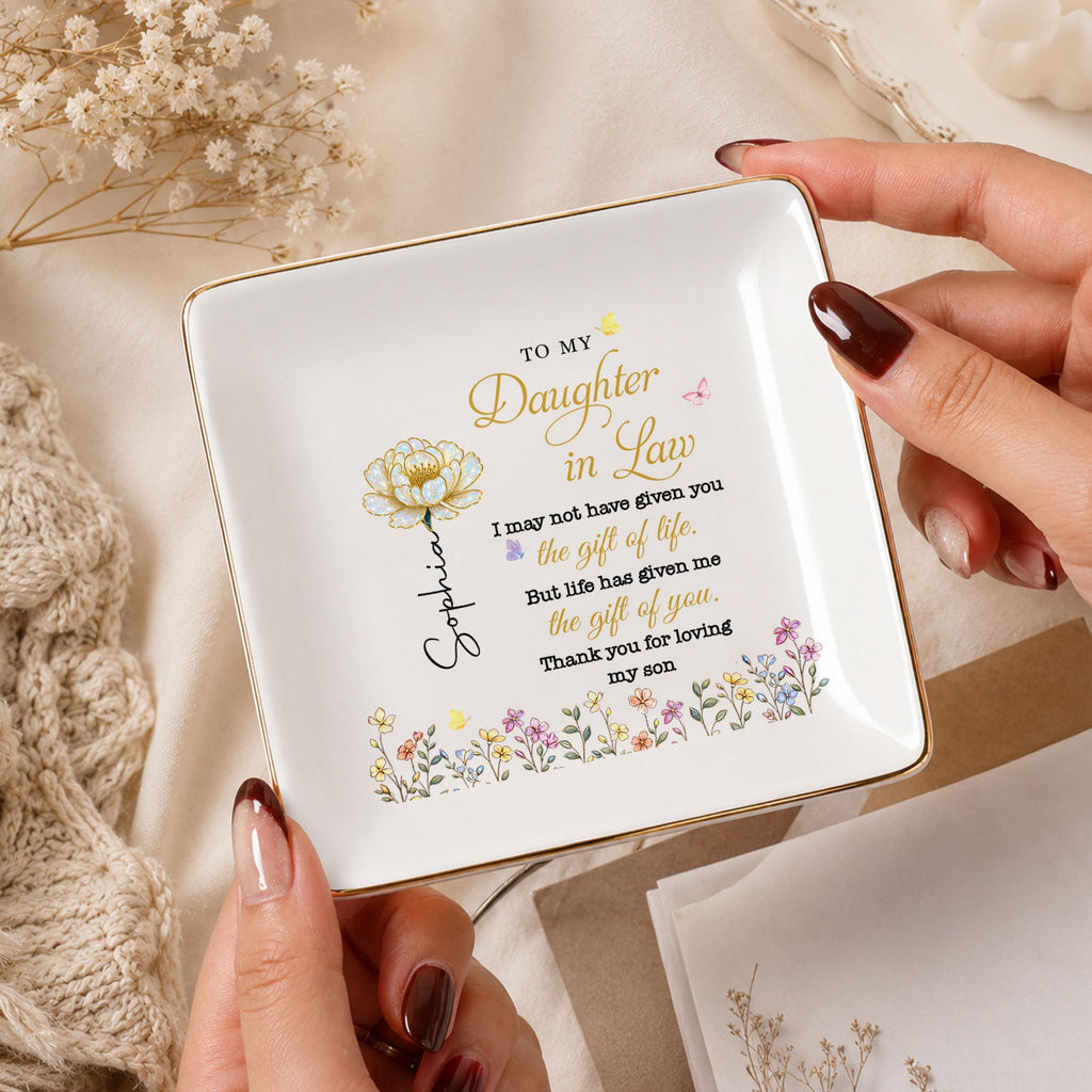 Personalized Ceramic Jewelry Dish Custom Message Gift for Daughter-in-Law Jewelry Dish GradoCreations