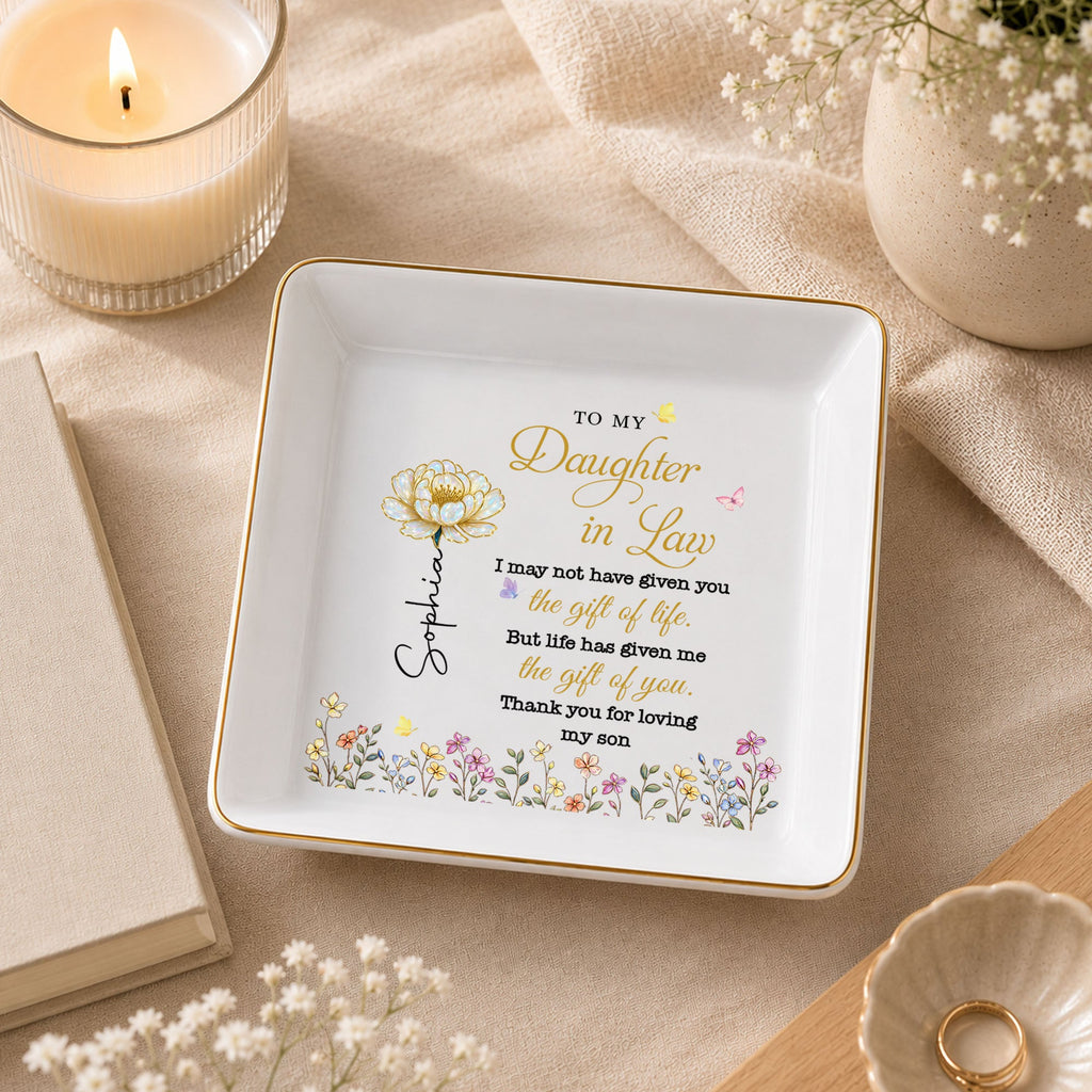 Personalized Ceramic Jewelry Dish Custom Message Gift for Daughter-in-Law Jewelry Dish GradoCreations