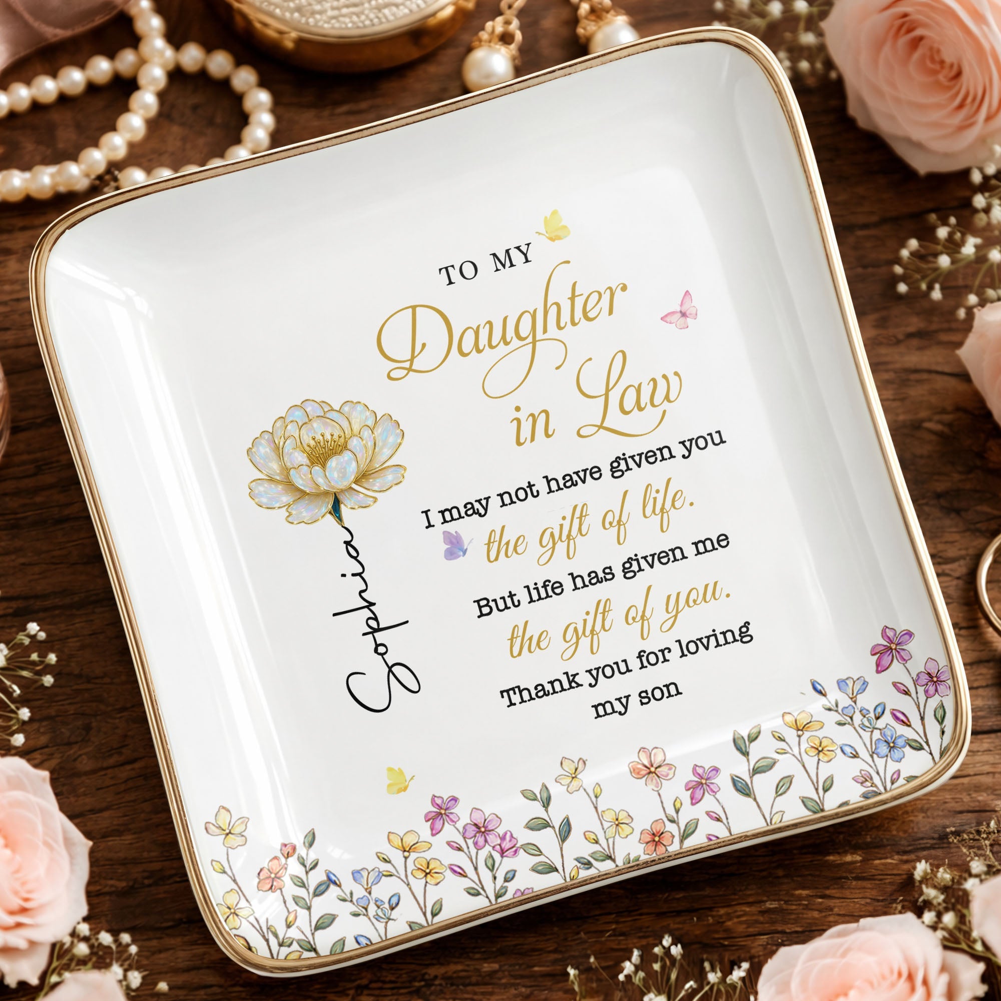 Personalized Jewelry Dish Custom Gift for Daughter-in-Law Jewelry Dish GradoCreations