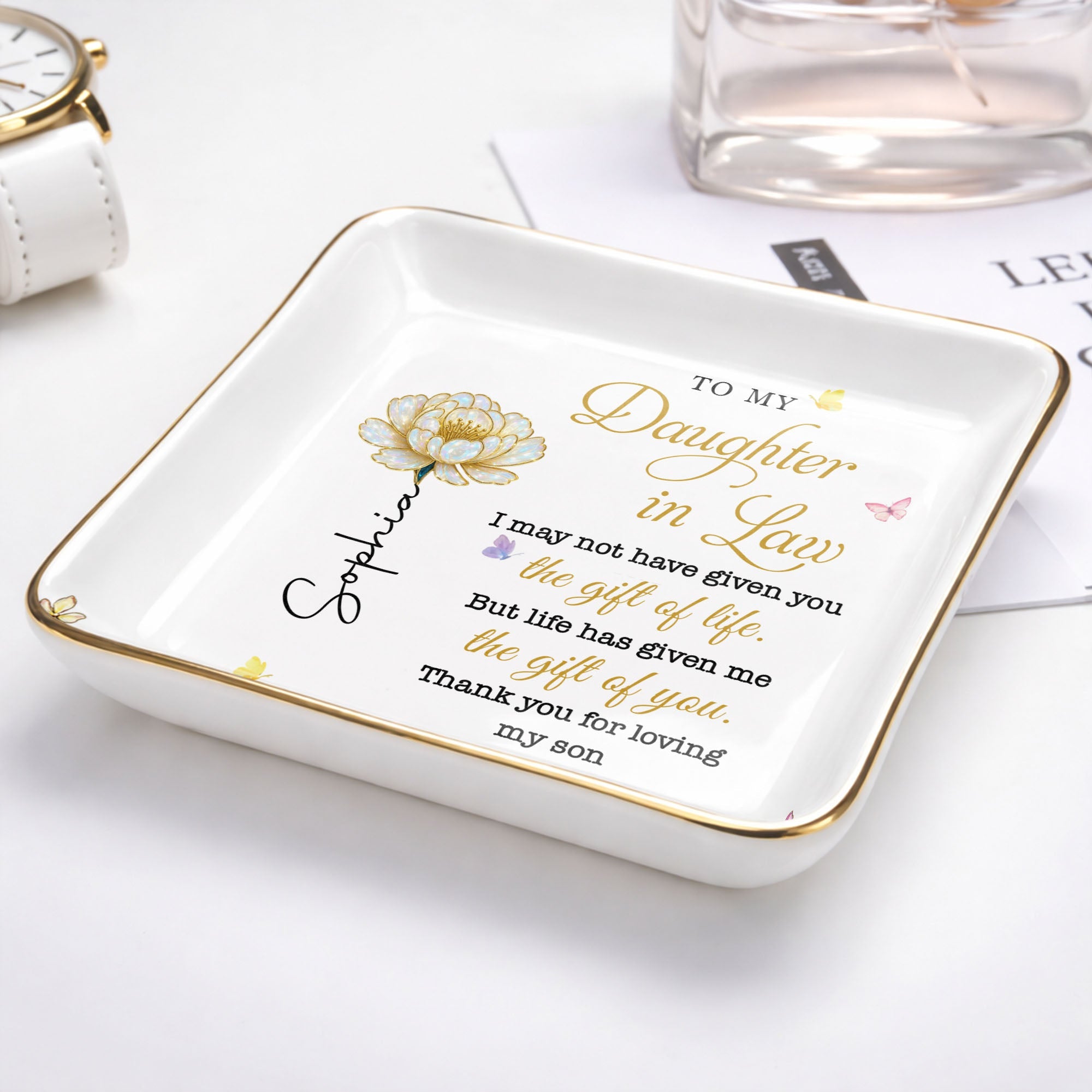 Personalized Jewelry Dish Custom Gift for Daughter-in-Law Jewelry Dish GradoCreations