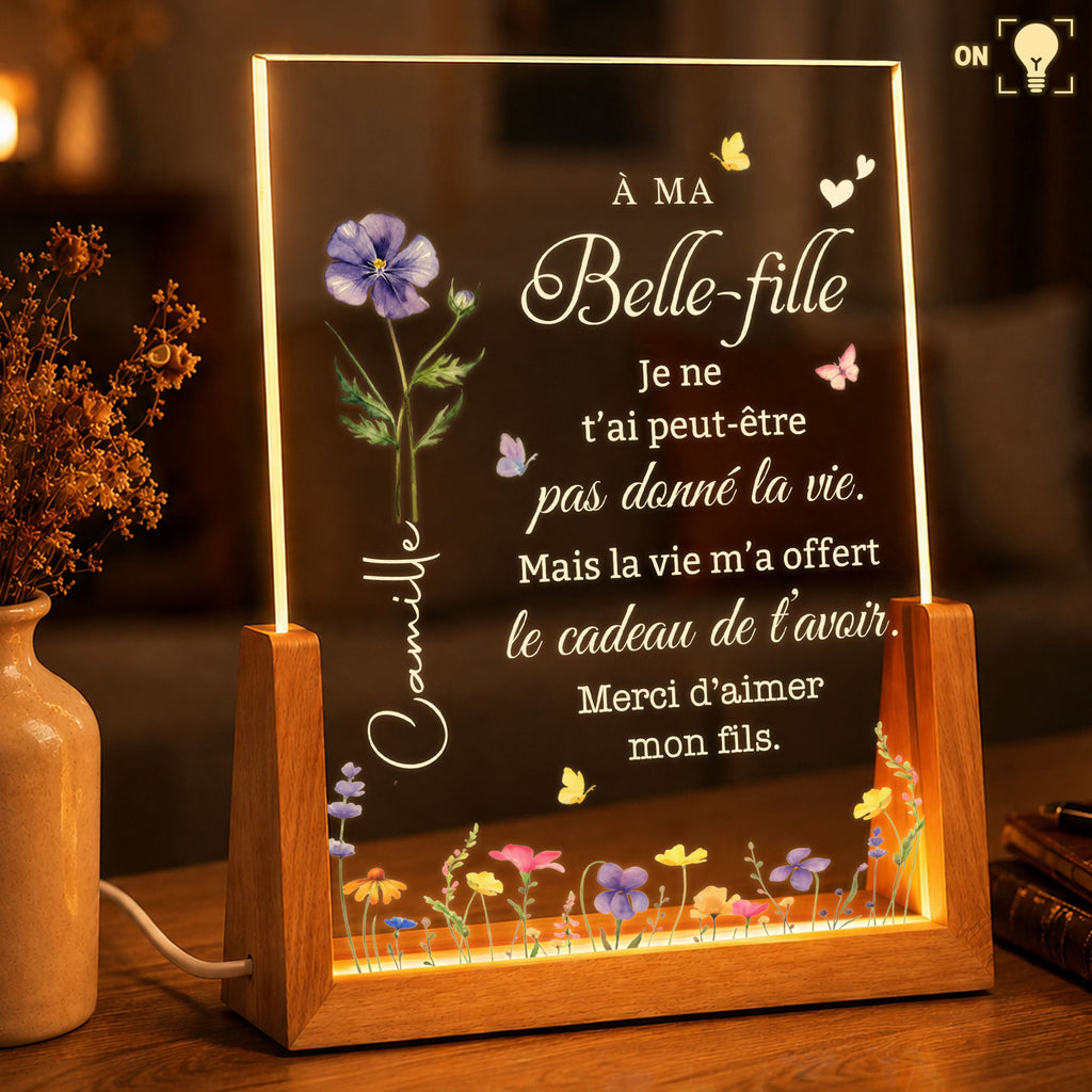Personalized Acrylic Night Light Custom Name Gift for Daughter-in-Law Wood and Acrylic Night Light GradoCreations